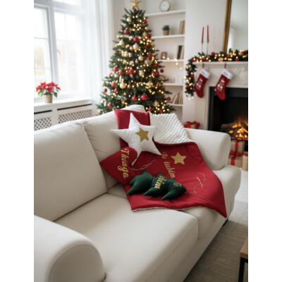 Set cadou de Craciun cu Plapumioara + 3 decoratiuni personalizate