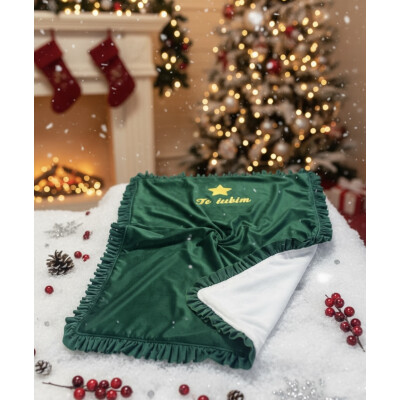 Paturica Personalizata din catifea si cocolino alb pufos