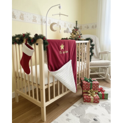 Plapumioara Personalizata din catifea si minki alb pufos 