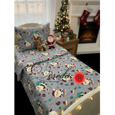 Husa pilota din FINET FLANNEL cu fermoar Mos Craciun pe gri