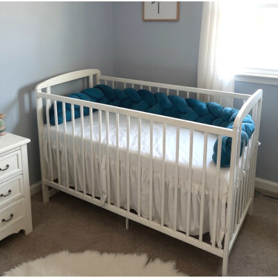 Apărătoare laterala pătuț bebe bumper împletită din Catifea, 240 cm Deseda Verde smarald