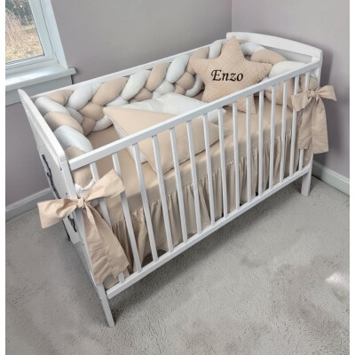 Pat + Saltea + Lenjerie de pat cu apărătoare împletită în 4, Deseda