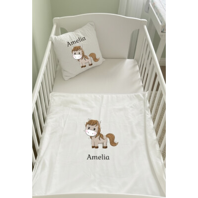 Paturica dubla de iarna, personalizata, imprimată Poneiul preferat