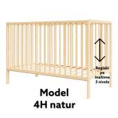 Pat + Saltea + Lenjerie de pat cu apărătoare împletită în 4 și 2 perne decorative + baldachin tulle colorat și suport, Deseda Mix stelute bleo