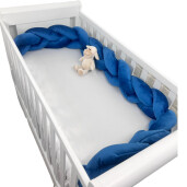 Apărătoare laterala pătuț bebe bumper împletită din Catifea, 240 cm Deseda Albastru