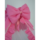 Pat + saltea + Lenjerie de pat cu 6 bucati aparatori protectii laterale patut Deseda Albe cu volanas colorat + baldachin cu suport asortat 