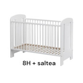 Pătuț bebe + saltea + Lenjerie pătuț bebeluși din Catifea Ivory cu apărători matlasate, cearșaf, păturică și pernuta din catifea PREMIUM