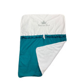 Pat + saltea + Lenjeria cu apărători super groase, fundițe și 4 broderii, cearșaf pilota și pernuta Premium by Deseda Verde smarald - alb