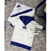 Pat + Saltea + Lenjerie pătuț bebeluși Princess Lux din Catifea cu apărători matlasate, cearșaf, păturică și pernuta și baldachin cu suport Bleumarin si dantela alba