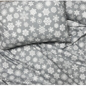 Cearsaf de pat cu elastic roata, Deseda Fulgi de nea Albi pe gri, de Crăciun