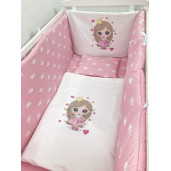 Lenjerie de pat Personalizata imprimata Prințesa cu coronițe albe pe roz