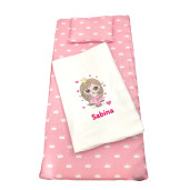 Lenjerie de pat Personalizata imprimata Prințesa cu coronițe albe pe roz