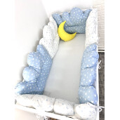 Set 6 aparatori patut pernute norisori cu luna Deseda Stelute Albastre pe alb - albe pe albastru