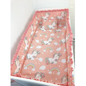 Patut bebe + saltea + Lenjerie de pat CN Unicorni + cuib + prosop de baie