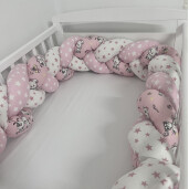 Set 2 buc Apărătoare împletită 180 cm Pisici cu steluțe