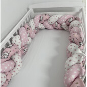 Set 2 buc Apărătoare împletită 180 cm Pisici cu steluțe