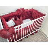 Pătuț bebe + saltea + Lenjerie pătuț bebeluși din Catifea ALEGE CULOAREA cu apărători matlasate, cearșaf, păturică și pernuta din catifea 