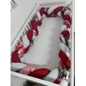 Set 2 buc Apărătoare împletită 180 cm Pete de culoare gri roșu