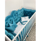 Pătuț bebe + saltea + Lenjerie pătuț bebeluși din Catifea ALEGE CULOAREA cu apărători matlasate, cearșaf, păturică și pernuta din catifea 