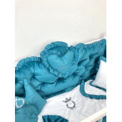 Lenjerie pătuț bebeluși din Catifea Verde cu apărători matlasate 