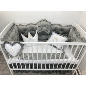 Pătuț bebe + saltea + Lenjerie pătuț bebeluși din Catifea ALEGE CULOAREA cu  baldachin și apărători matlasate, cearșaf, păturică și pernuta din catifea 