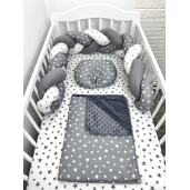 Lenjerie de pat cu impletitura in 3, Mix Stelute + lenjerie pat matrimonial Momente Deseda