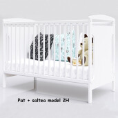 Pătuț bebe + saltea + Lenjerie pătuț bebeluși din Catifea Ivory cu apărători matlasate, cearșaf, păturică și pernuta din catifea PREMIUM