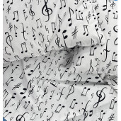 Lenjerie de pat din bumbac satinat, pt 2 persoane Deseda Note muzicale pe alb