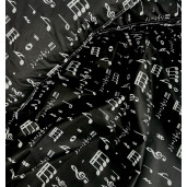 Lenjerie de pat din bumbac satinat, pt 2 persoane Deseda Note muzicale pe negru