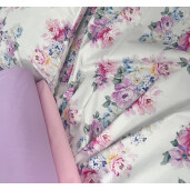 Lenjerie de pat din bumbac satinat, pt 2 persoane Deseda Buchet de trandafiri