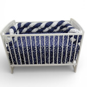 OTL Apărătoare laterala pătuț bebe bumper împletită în 4 din bumbac, 240 cm Deseda Mix Stelute bleumarin