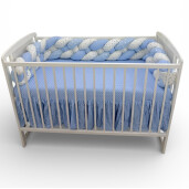 OTL Apărătoare laterala pătuț bebe bumper împletită în 4 din bumbac, 240 cm Deseda Mix Stelute bleo