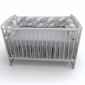 OTL Apărătoare laterala pătuț bebe bumper împletită în 4 din bumbac, 240 cm Deseda Mix Stelute gri