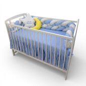OTL Apărătoare laterala pătuț bebe bumper împletită în 4 din bumbac, 240 cm Deseda Mix Stelute bleo