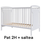 Pat + saltea + Lenjerie de pat cu Coroniță catifea + apărătoare din catifea împletită in 4, Velvet Gri
