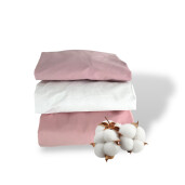 Set 3 cearșafuri patut, cu elastic roata, marime la alegere Mix Roz pudra - alb