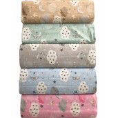 Lenjerie cu 6 bucati Perne Lungi protectii laterale patut+ perna stea Mincky personalizata,  cearșaf, păturică și pernuta Deseda Norisori cu luna gri- bej