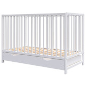 Patut + saltea + Lenjerie de pat cu apărătoare împletită în 4 Gri pal- alb + pernuțe personalizate Deseda