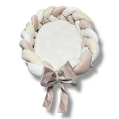 OTL Cuib transformabil cu laterala împletită Deseda Catifea Bej - Crem - Alb