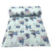 Cearsaf de pat cu elastic roata, Deseda Stitch si Lilo pe beo
