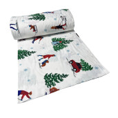 Cearsaf de pat din Finet - Flanel de iarna, cu elastic roata, Poveste de iarna