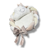 OTL Cuib transformabil cu laterala împletită Deseda Catifea Ivory-bej