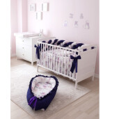 OTL Lenjerie cu apărătoare împletită în 4, 240 cm + cuib + cearșaf + plăpumioară + pernuta slim Deseda Violet inchis - flori 