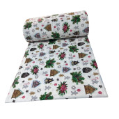 Cearsaf de pat din Finet - Flanel de iarna, cu elastic roata, Căsuțe de turta dulce