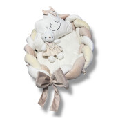 OTL Cuib transformabil cu laterala împletită Deseda Catifea Bej - Crem - Alb