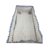 Lenjerie de patut bebelusi 5 piese cu aparatori laterale pufoase CN Steluțe mărunte gri