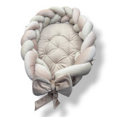 OTL Cuib transformabil cu laterala împletită Deseda Catifea Ivory-bej