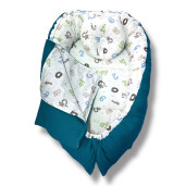 Set 4 în 1 Personalizat cuib baby nest bebelusi cu desfacere, salteluta detașabilă, perna formare cap și păturică dubla Tricot bumbac verde - Cifre nazdravane