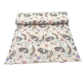 Cearsaf de pat cu elastic roata, Deseda Unicorni pe roz coral deschis