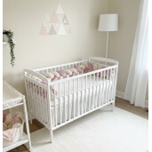 Apărătoare laterala pătuț bebe bumper împletită din Catifea, 240 cm Deseda Roz pudra - ivory